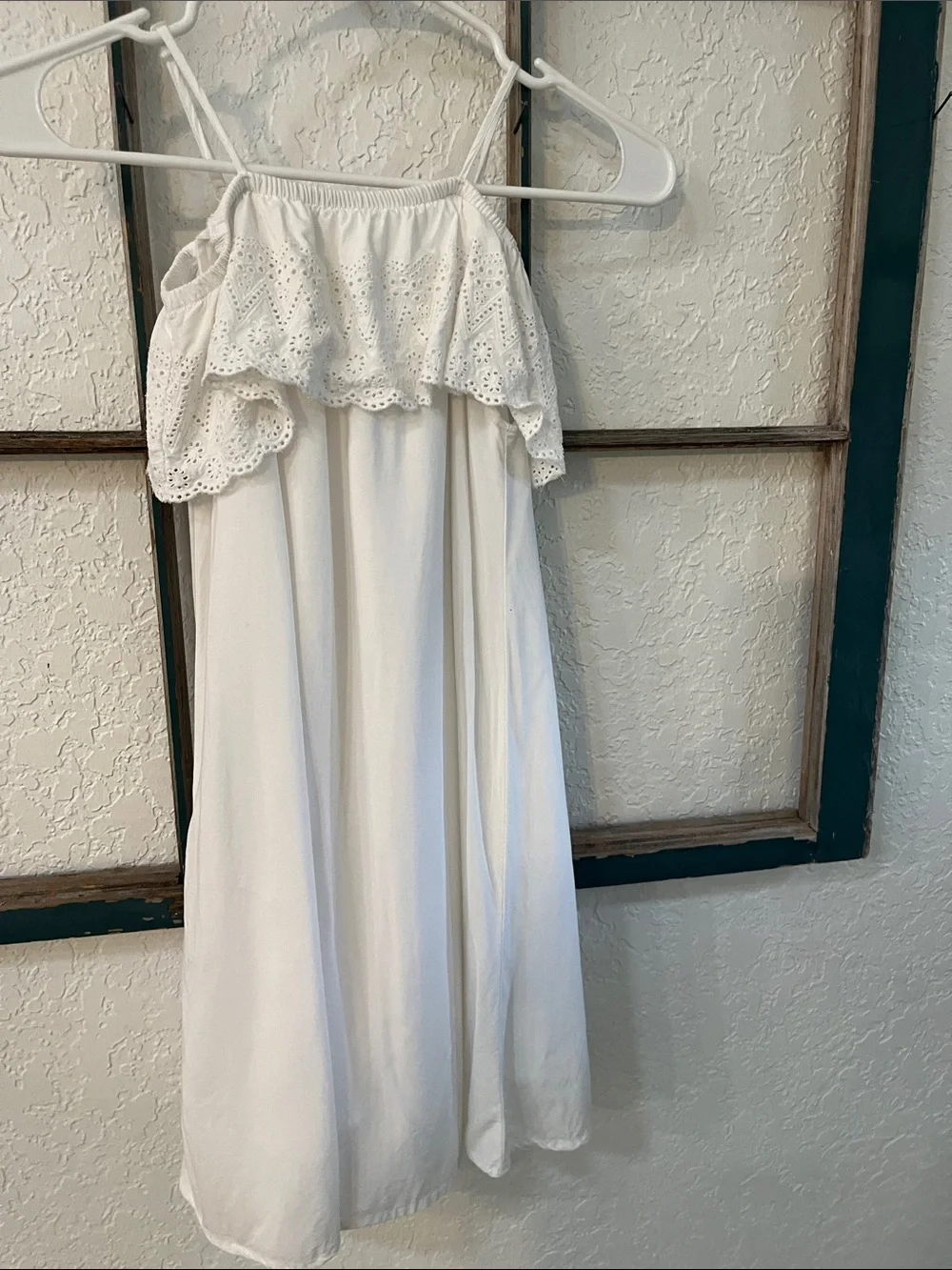 Epic Threads White Eyelet Ruffle Sundress for Girls Lined Sz Med